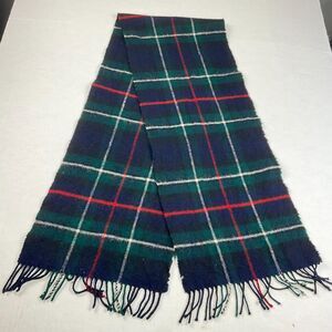 Johnstons of Elgin Lambswool Neck Scarf Plaid Tartan Fringe Scotland Unisex